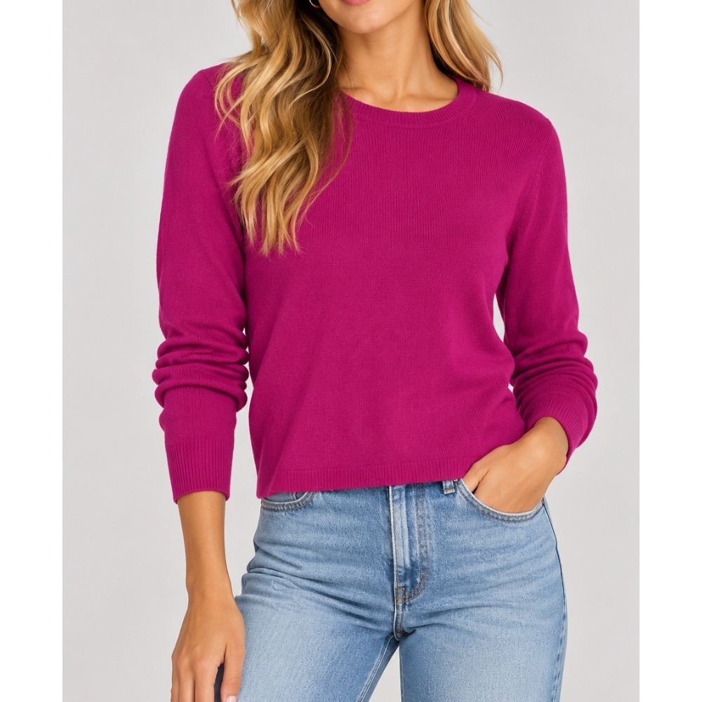 Charter Club Cashmere Sweater Womens Small Magenta Pink Crewneck 2-Ply Vtg